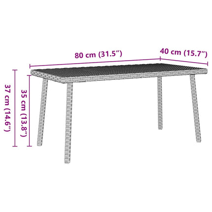 Soffbord för trädgården rektangulärt ljusgrå 80x40x37 cm