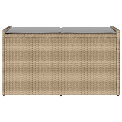 Förvaringsbänk för utomhusbruk dyna beige 100 cm konstrotting