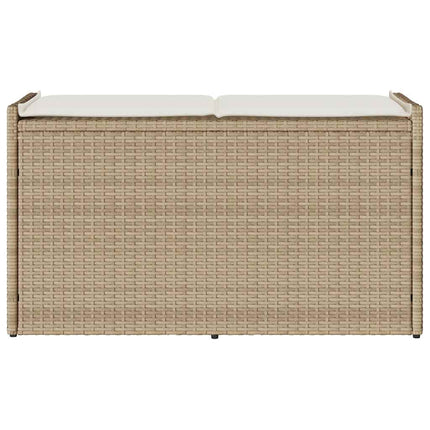 Förvaringsbänk för utomhusbruk dyna beige 100 cm konstrotting