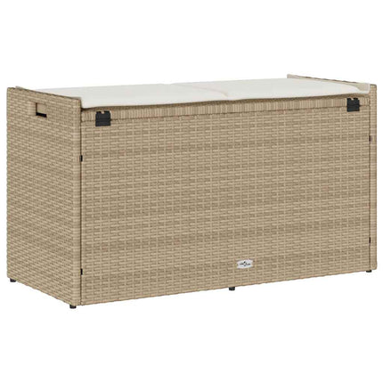 Förvaringsbänk för utomhusbruk dyna beige 100 cm konstrotting