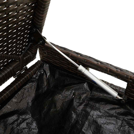 Förvaringsbänk för utomhusbruk med dyna brun 100cm konstrotting