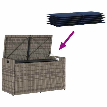 Förvaringsbänk för utomhusbruk dyna grå 100 cm konstrotting