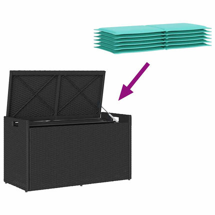 Förvaringsbänk för utomhusbruk dyna svart 100 cm konstrotting
