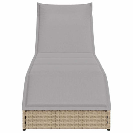 hopfällbar solstol med dyna och förvaring beige konstrotting