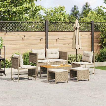 Trädgårdsoffset 6 pcs Beige och gräddfärgad konstrotting