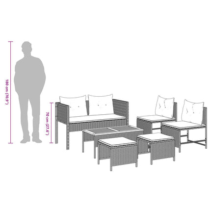 Trädgårdsoffset med kudde 6 pcs Grå och Marinblå konstrotting