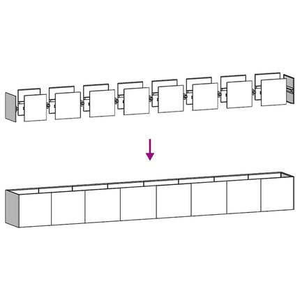 Trädgårdskruka 360x40x40 cm rostfritt stål