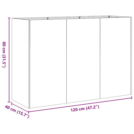 Planteringskärl olivgrön 120x40x80 cm kallvalsat stål