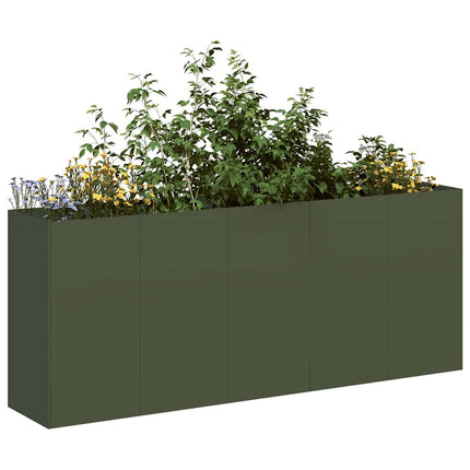 Planteringskärl olivgrön 200x40x80 cm kallvalsat stål