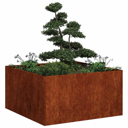 Planteringskärl rostig 80x80x40 cm väderbeständigt stål