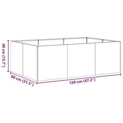 Planteringskärl antracit 120x80x40 cm stål