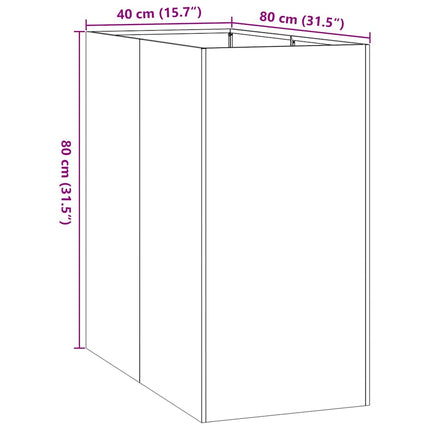 Planteringskärl vit 40x80x80 cm stål