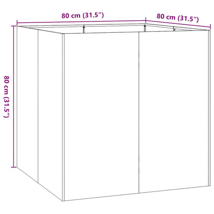Planteringskärl antracit 80x80x80 cm stål