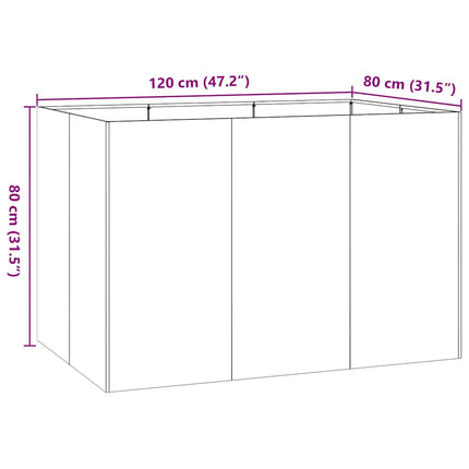 Planteringskärl svart 120x80x80 cm stål
