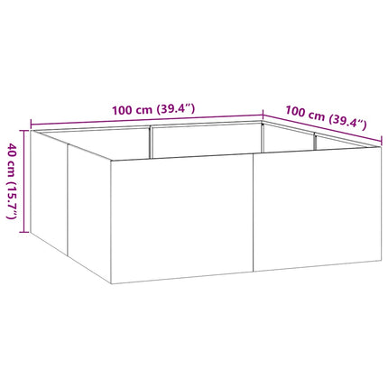 Planteringskärl vit 100x100x40 cm stål