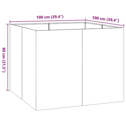 Planteringskärl rostig 100x100x80 cm väderbeständigt stål