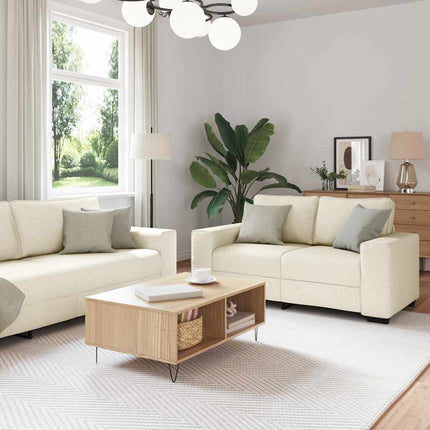 Soffa 3 st Beige Linnenblandad tyg