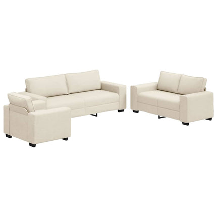 Soffa 3 st Beige Linnenblandad tyg