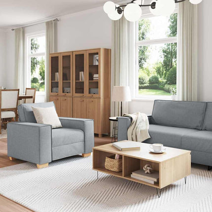 Soffa 3 pcs Ljusgrå 220 x 80 x 84 cm Linnenblandad tyg