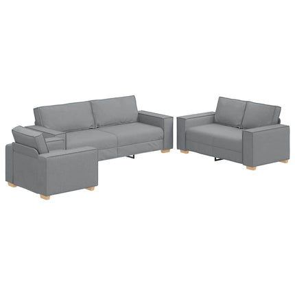 Soffa 3 pcs Ljusgrå 220 x 80 x 84 cm Linnenblandad tyg