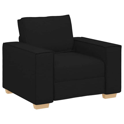 Soffa 3 pcs Svart 220 x 80 x 84 cm Linnenblandad tyg