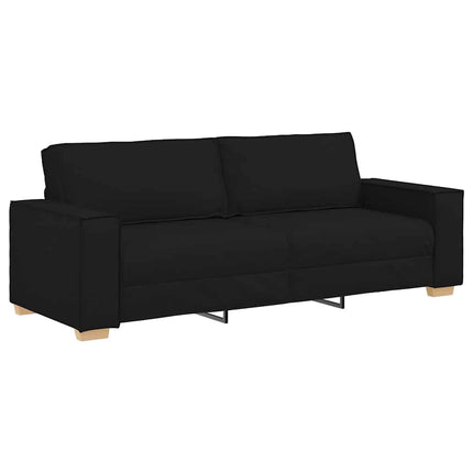 Soffa 3 pcs Svart 220 x 80 x 84 cm Linnenblandad tyg
