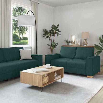 Soffa 3 pcs Mörkgrön 220 x 80 x 84 cm Linnenblandad tyg