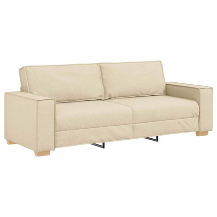 Soffa 3 pcs Kräm 220 x 80 x 84 cm Linnenblandad tyg