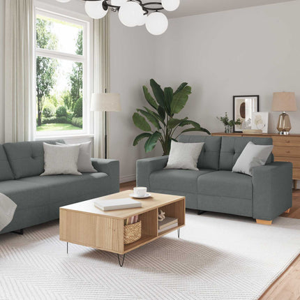 Soffa 3 pcs Mörkgrå 221 x 80 x 80 cm Linnenblandad tyg