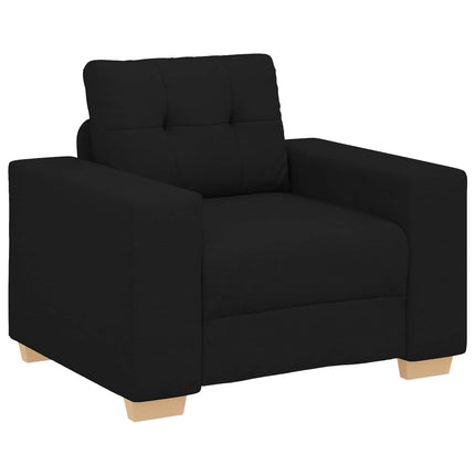Soffa 3 pcs Svart 221 x 80 x 80 cm Linnenblandad tyg
