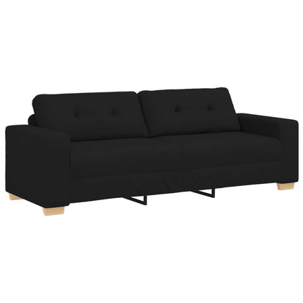 Soffa 3 st Svart Linnenblandad tyg