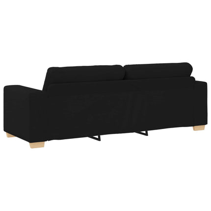 Soffa 3 pcs Svart 221 x 80 x 80 cm Linnenblandad tyg