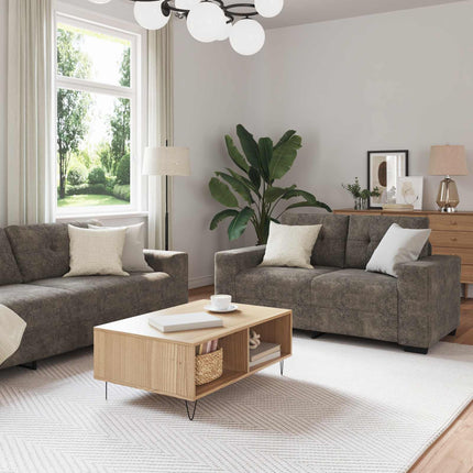 Soffa 3 pcs Mörkgrå 221 x 80 x 80 cm Linnenblandad tyg