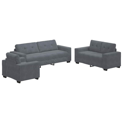 Soffset 3 pcs Mörkgrå 221 x 80 x 80 cm Sammet