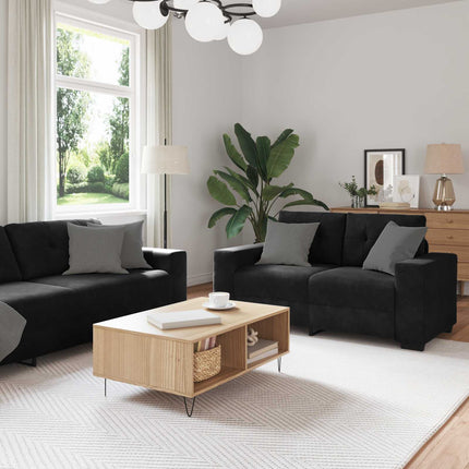 Soffset 3 pcs Svart 221 x 80 x 80 cm Sammet