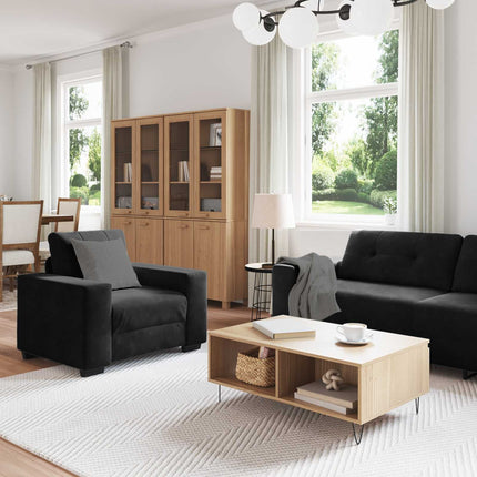 Soffset 3 pcs Svart 221 x 80 x 80 cm Sammet