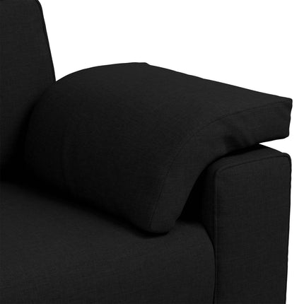 Soffa 3 pcs Svart 219 x 80 x 82 cm Linnenblandad tyg