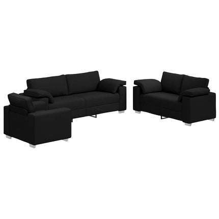 Soffa 3 pcs Svart 219 x 80 x 82 cm Linnenblandad tyg