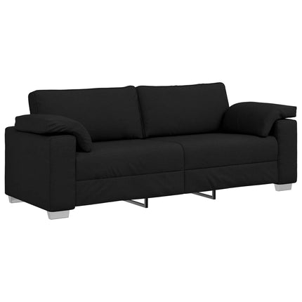 Soffa 3 pcs Svart 219 x 80 x 82 cm Linnenblandad tyg