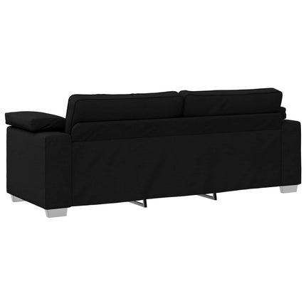 Soffa 3 pcs Svart 219 x 80 x 82 cm Linnenblandad tyg