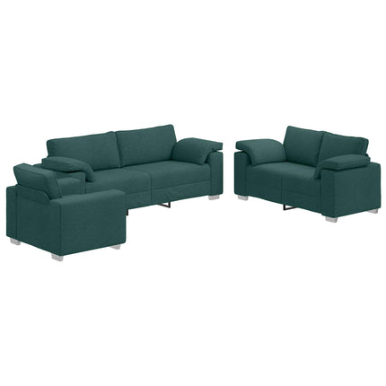 Soffa 3 pcs Mörkgrön 219 x 80 x 82 cm Linnenblandad tyg