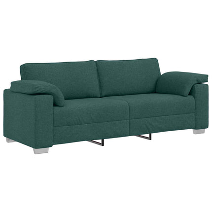 Soffa 3 pcs Mörkgrön 219 x 80 x 82 cm Linnenblandad tyg
