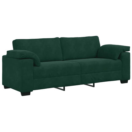 Soffgrupp med dynor 3 delar mörkgrön sammet