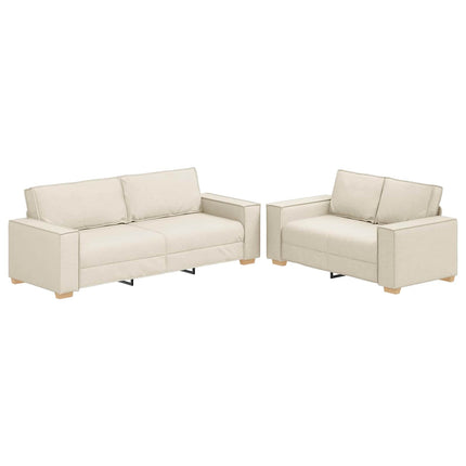 Soffa 2 pcs Beige 220 x 80 x 84 cm Linnenblandad tyg