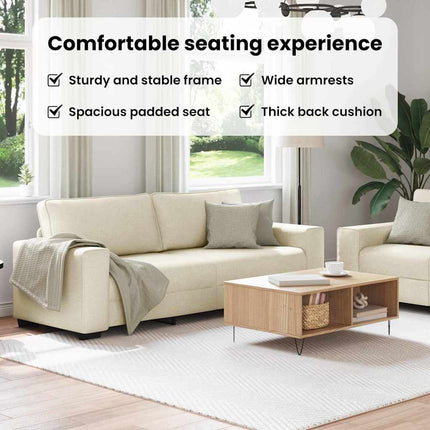 Soffa 2 st Beige Linnenblandad tyg