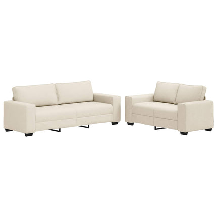 Soffa 2 pcs Beige 221 x 80 x 82 cm Linnenblandad tyg