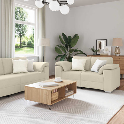 Soffa 2 pcs Beige 219 x 80 x 82 cm Linnenblandad tyg