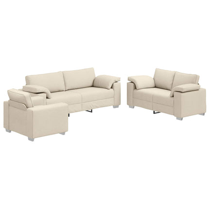 Soffa 2 pcs Beige 219 x 80 x 82 cm Linnenblandad tyg