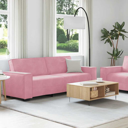 Soffgrupp med dynor 2 delar rosa sammet