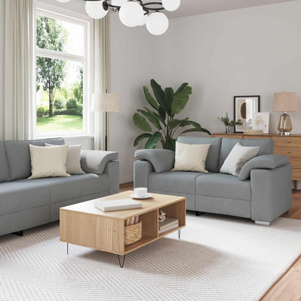 Soffa 2 pcs Ljusgrå 219 x 80 x 82 cm tyg